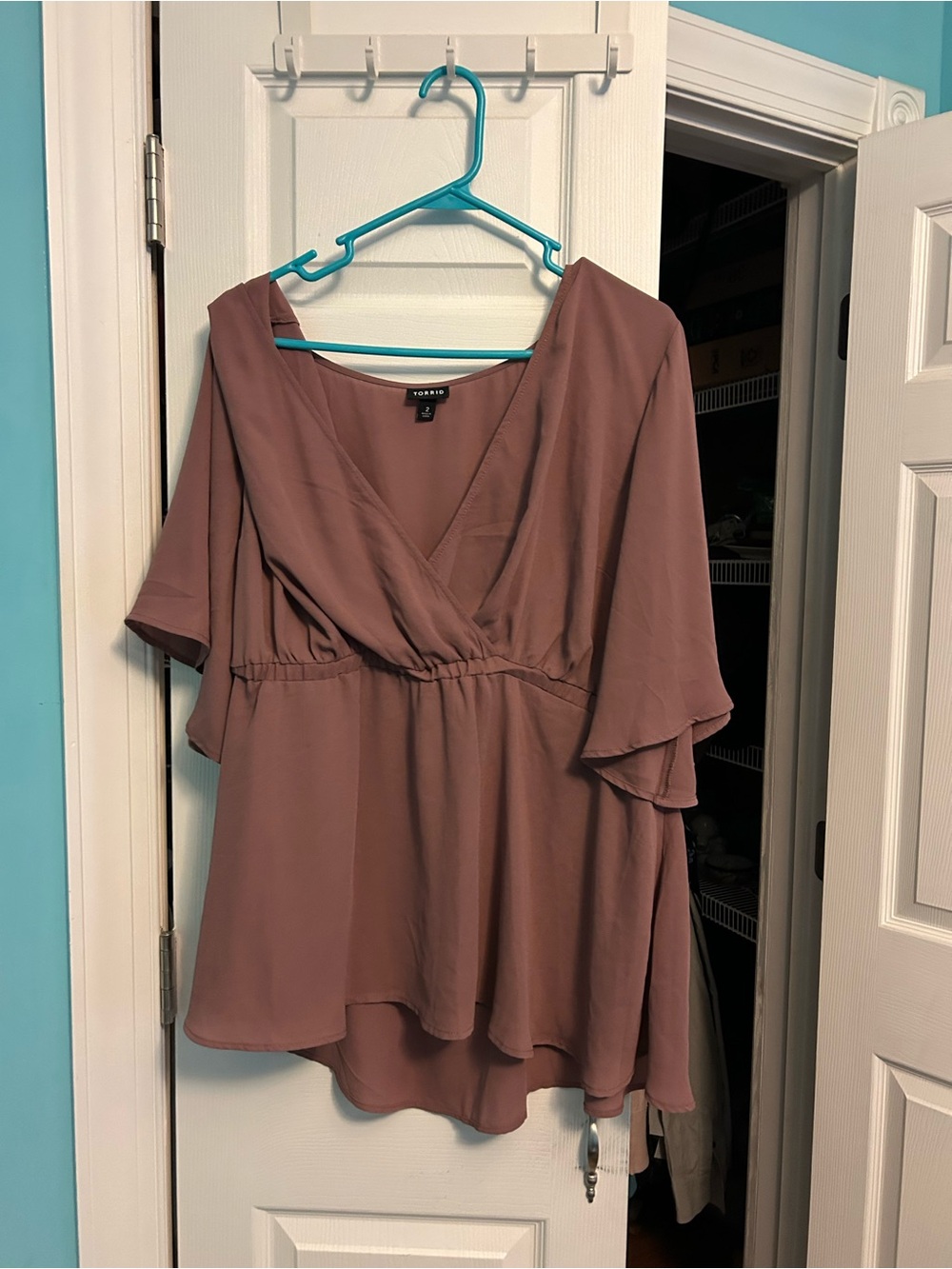 torrid Mauve Flutter-Sleeve V-Neck Blouse